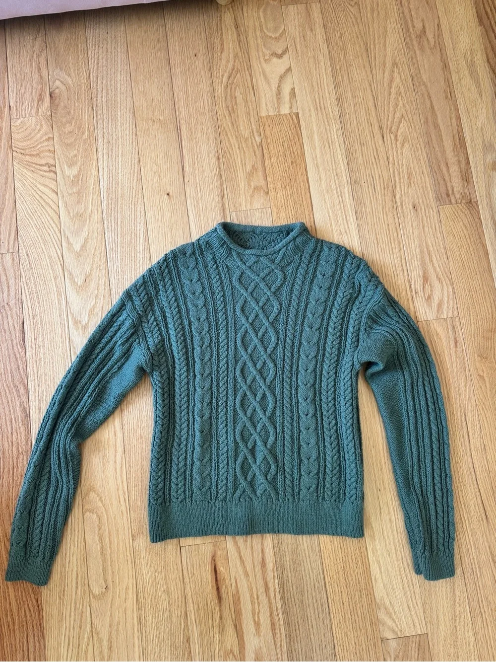J. Crew Sage Green Textured Cable Knit Sweater